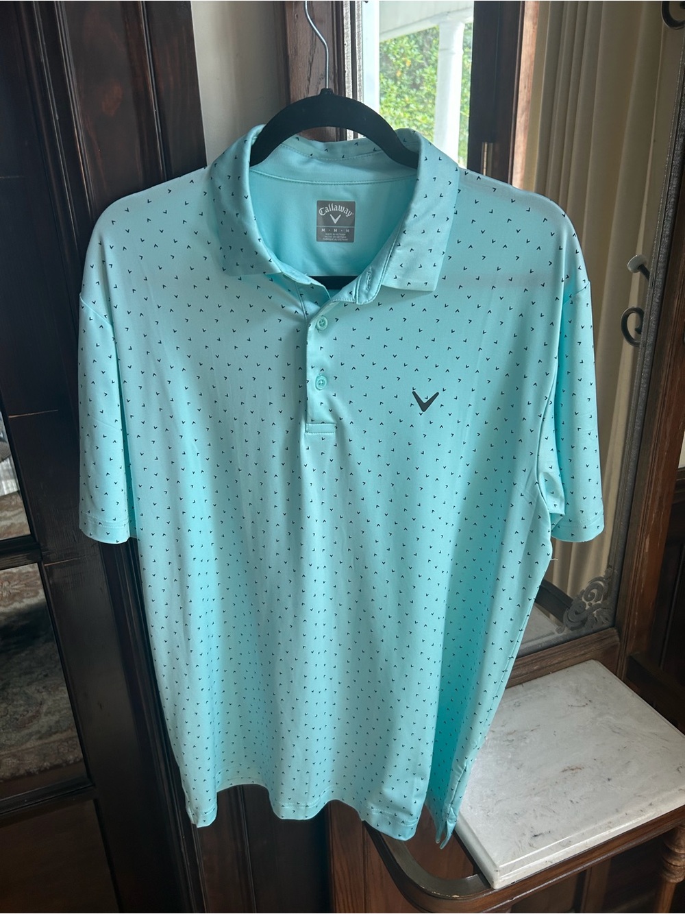 Callaway Light Aqua Micro-Print Polo Shirt